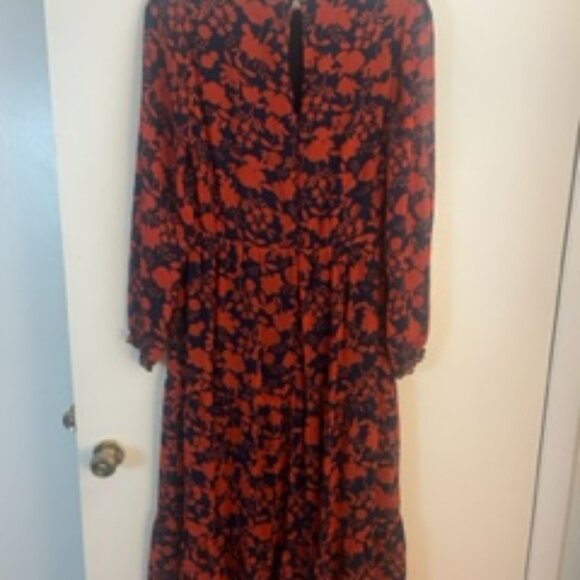 Julia Jordan Red and Dark Blue Chiffon Midi Dress - Picture 4 of 8